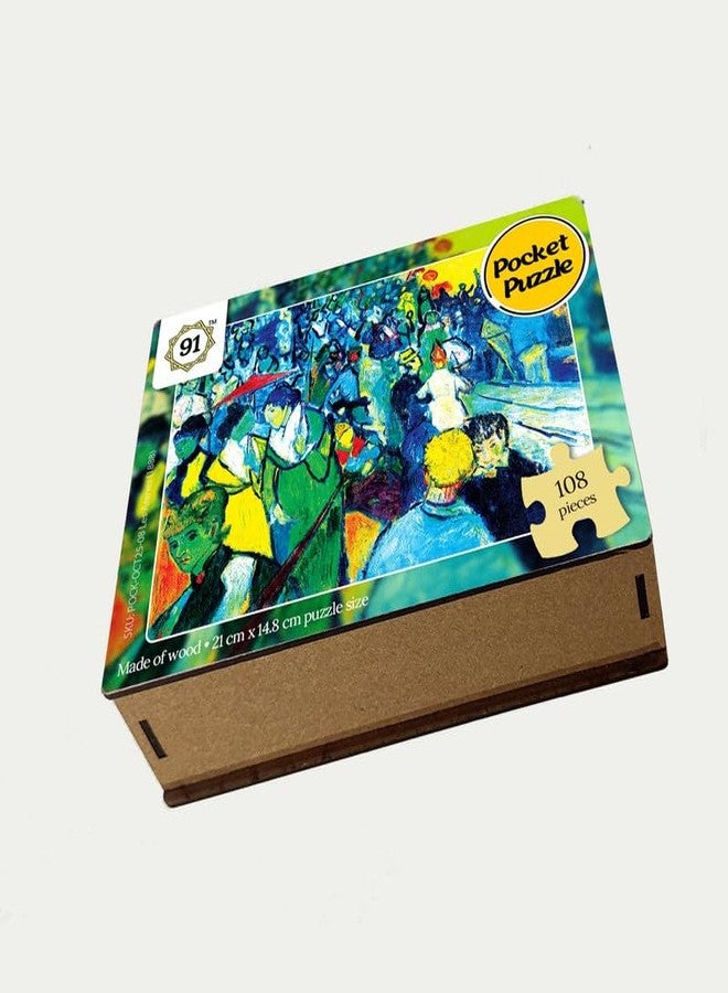 91Knots | Les Arenes by Vincent Van Gogh 108 Pieces Classical Art Small Jigsaw Puzzle A5 Size | Educational Toy for Adults & Kids 5+ | Mindfulness Pocket Puzzle | Ideal Travel Friendly Gift - Image 5